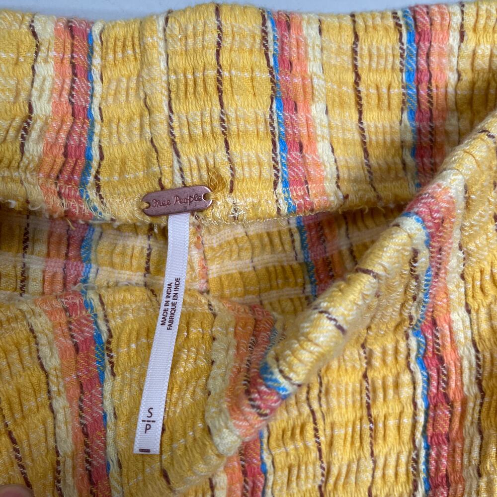 Free People Stretch Flare Pants Festival Funky Yellow Striped S - Picture 3 of 7